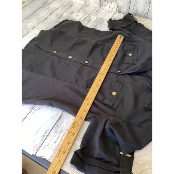 Anne Klein Standard Contrast-Panel Shirt Black Supima Cotton Size 2/M - Picture 4 of 5